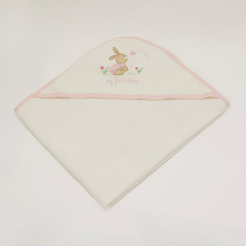 White Embroidery Baby Hooded Towel