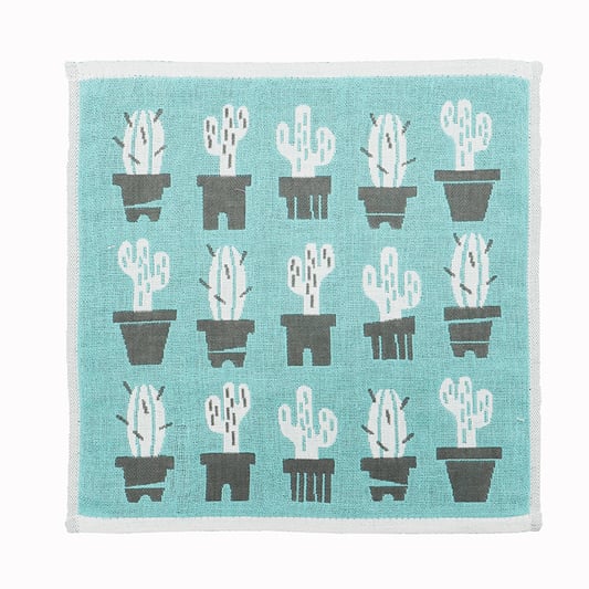 Blue Green Printed Cotton Hand Towel